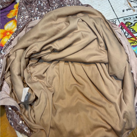 Betsy & Adam Sequin Gown in a rose or pink shade size 2 small gown floor - Picture 13 of 16